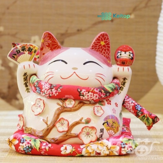 Mèo May Mắn Tài Lộc Thịnh Vượng Buôn May Bán Đắt 20cm KEITOP MANEKI-015