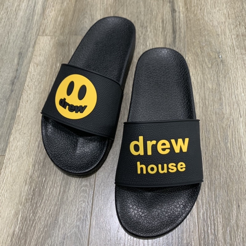 Dép Quai Ngang Drew house Nam Hot Nhất Quai Đen Chữ Thời Trang 2022