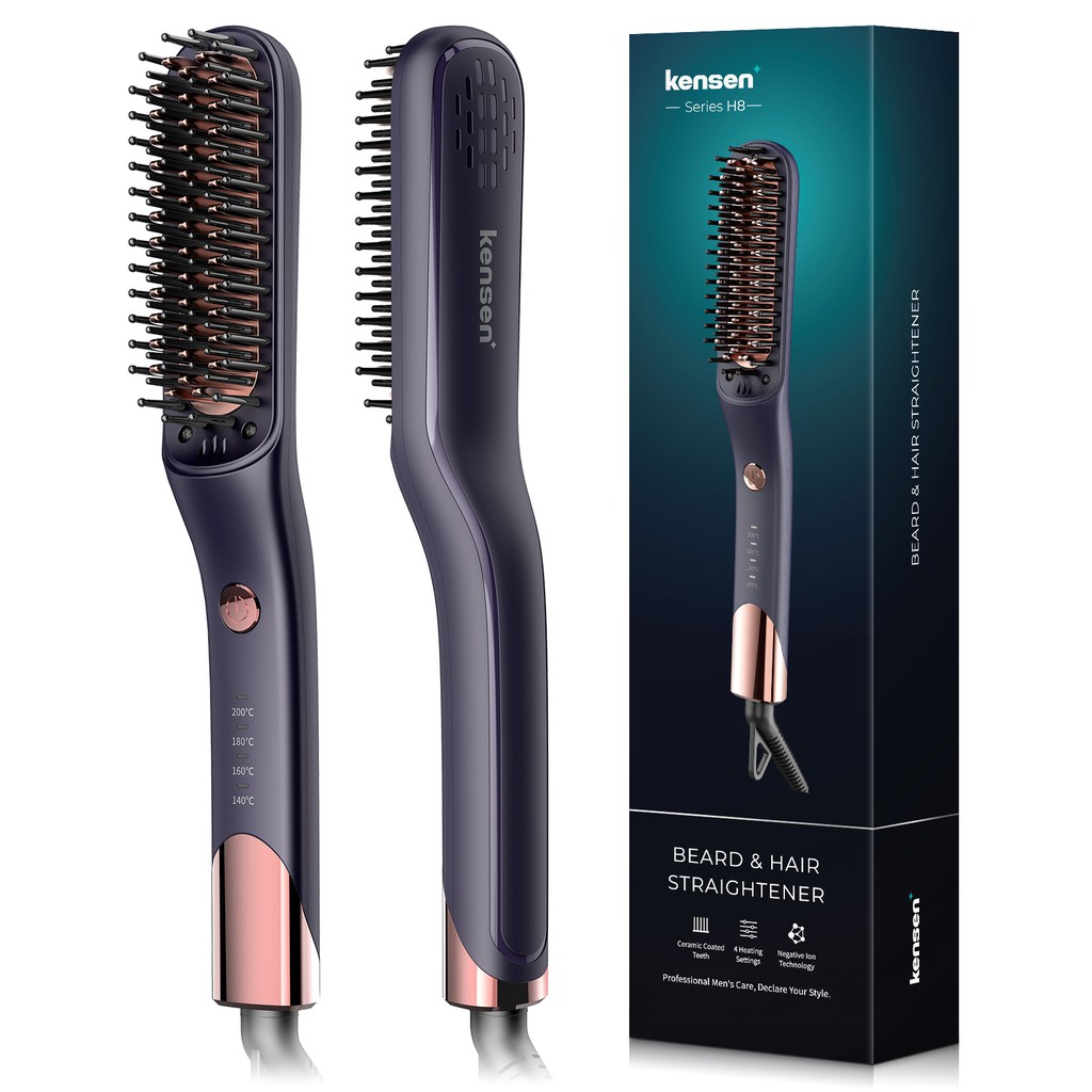 Kensen Máy duỗi tóc và râu 4 mức độ nhiệt an toàn tiện dụng