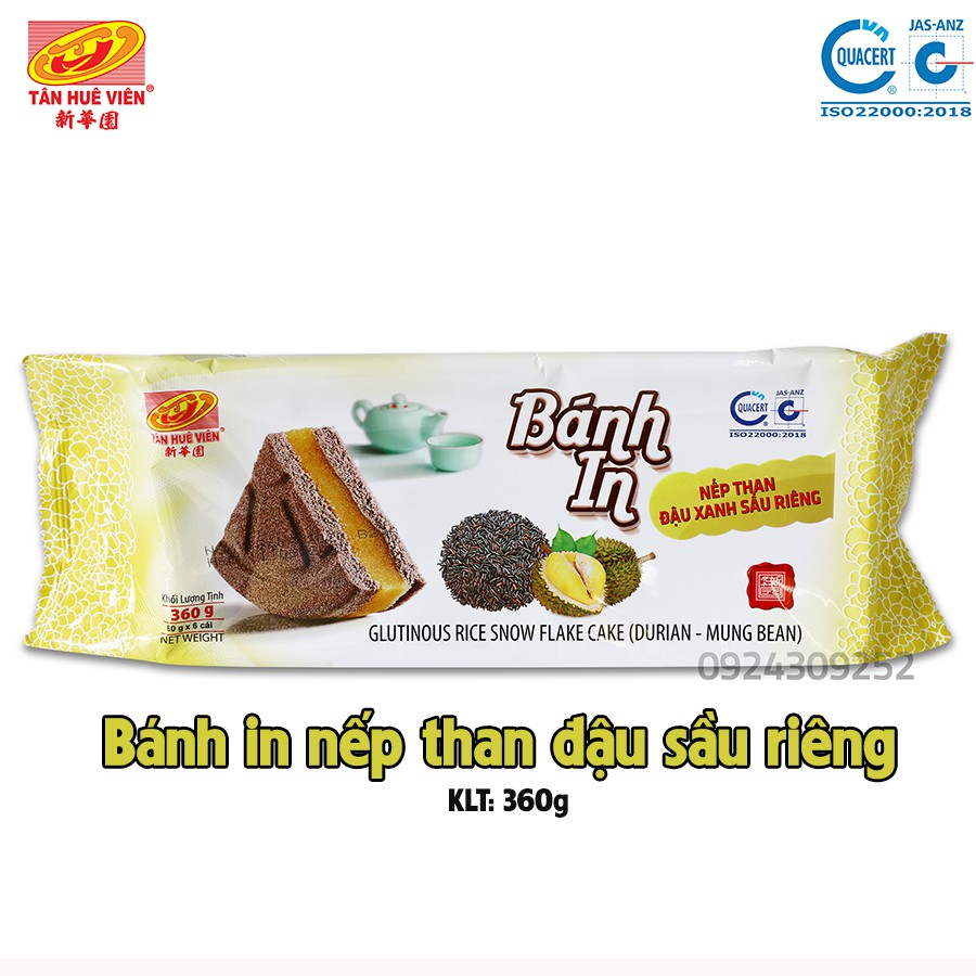 Bánh In nếp than nhân đậu sầu riêng Tân Huê Viên (360g)