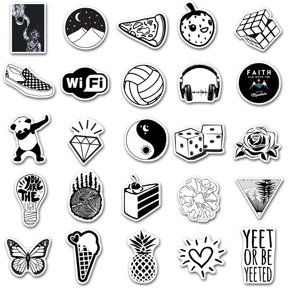 Set 50 Miếng Dán Trang Trí Chống Thấm Nước In Hình Xinh Xắn