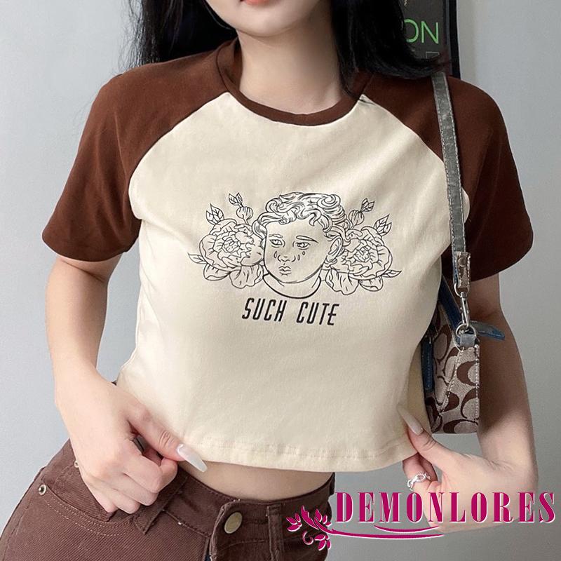 Áo thun tay ngắn dáng rộng in họa tiết thời trang mùa hè dành cho nữ