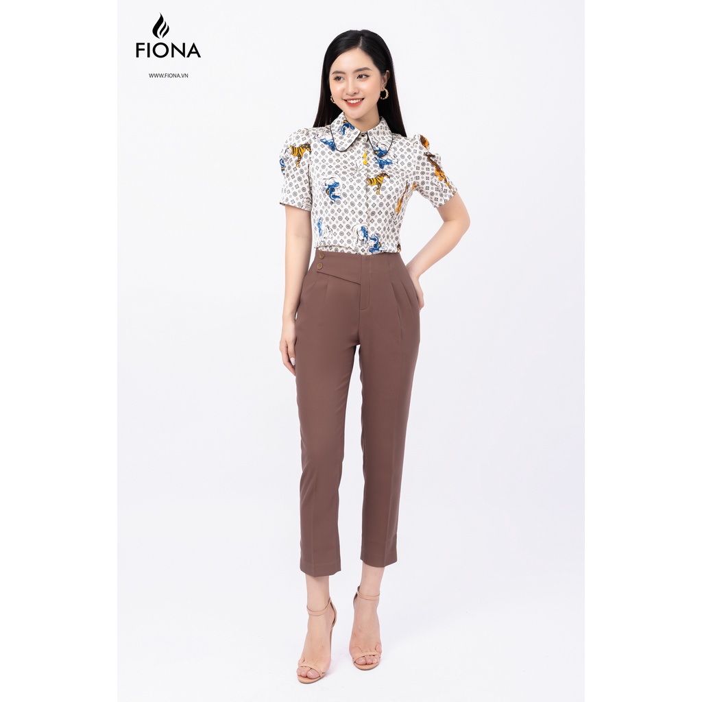Áo sơ mi nữ công sở Fiona thiết kế dáng suông tay bồng mã F551225