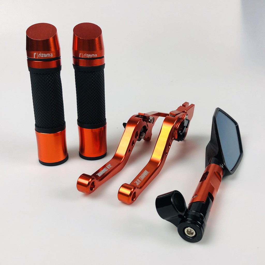 HÌNH THẬT Combo: 02 bao tay gù ý, 02 tay thắng  , 01 kiếng  chiếu hậu dùng cho các dòng xe -MÀU CAM