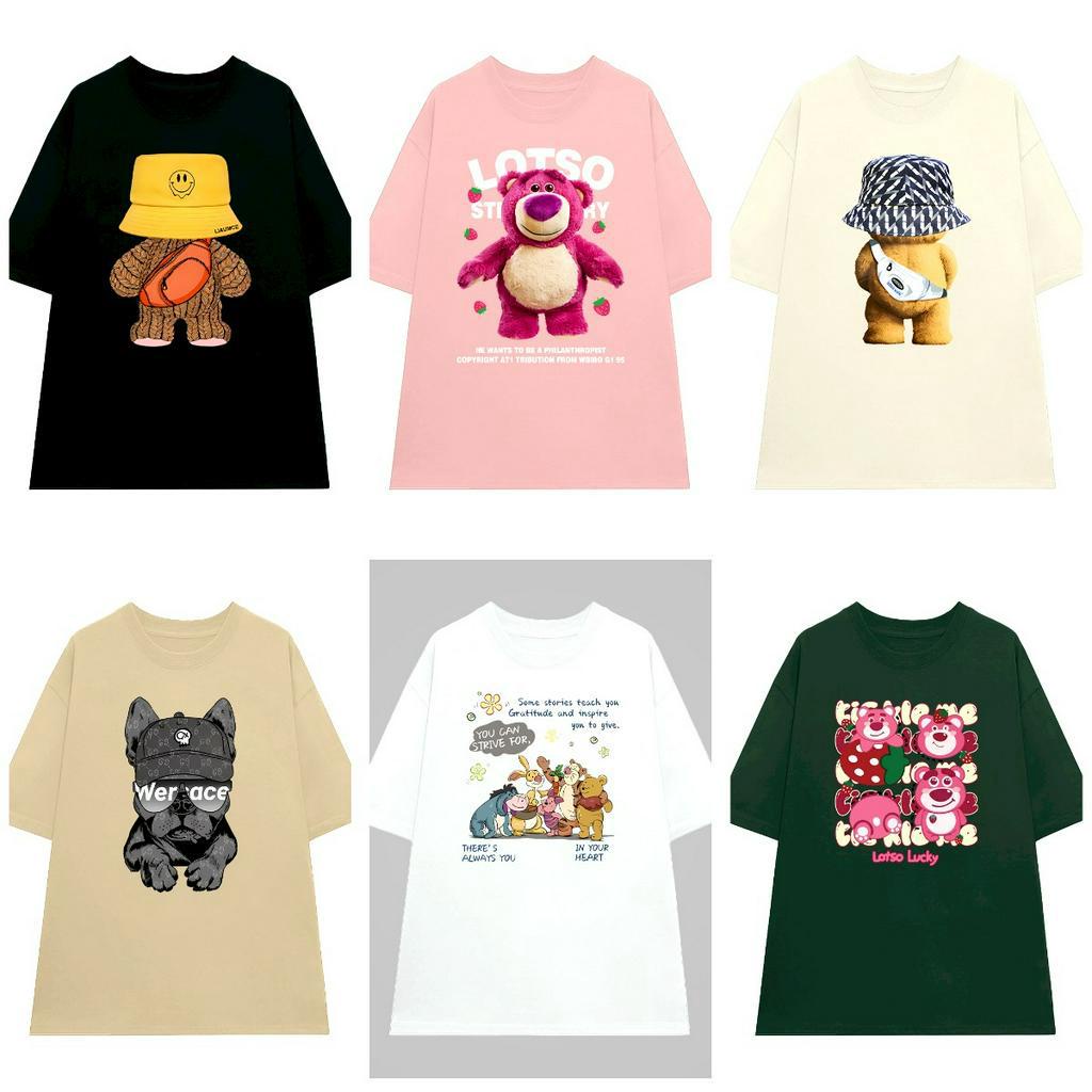 Áo phông nam nữ Lotuka Tee, Áo thun unisex, Áo hình in Lotso AT01 tay lỡ chất cotton 100% mềm mịn