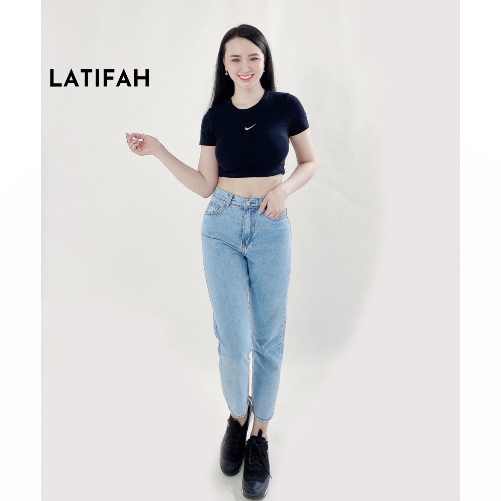 Quần baggy jean nữ Latifah ống nhỏ trơn lai thường QD022 phong cách hàn quốc trẻ trung