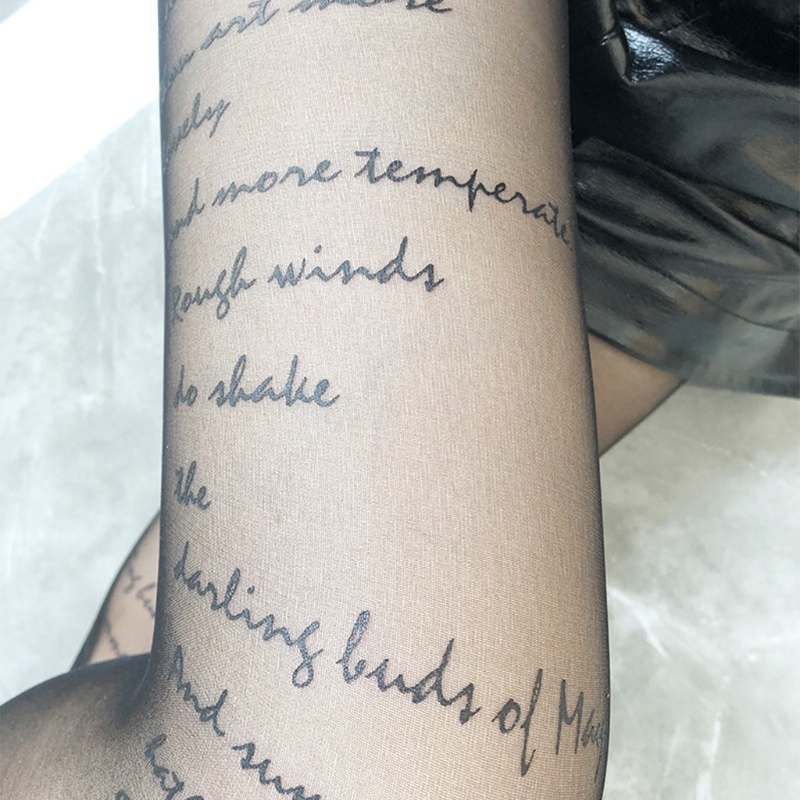 Xiangbao Quần Tất Đen In Chữ Quyến Rũ Bằng Nylon Cho Nữ