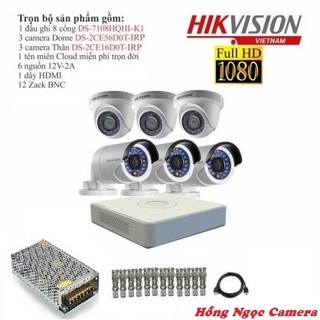Trọn bộ 6 camera giám sát Hikvision TVI 2 Megapixel DS-2CE56D0T-IRP Full HD