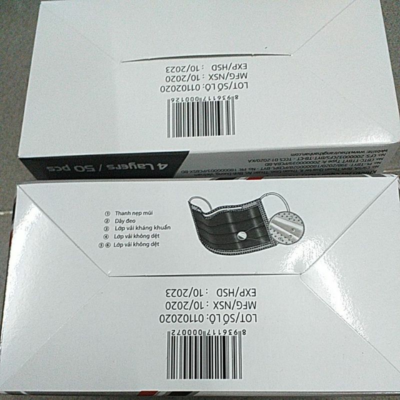 Khẩu trang Xám Khánh An 4 lớp Túi 10 cái Hộp 50 cái | BigBuy360 - bigbuy360.vn