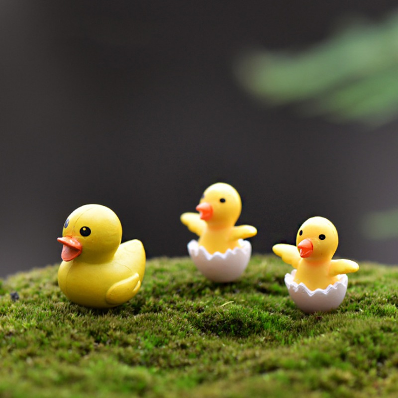 Set 3 mô hình vịt mẹ và con mini đáng yêu dành cho trang trí sân vườn