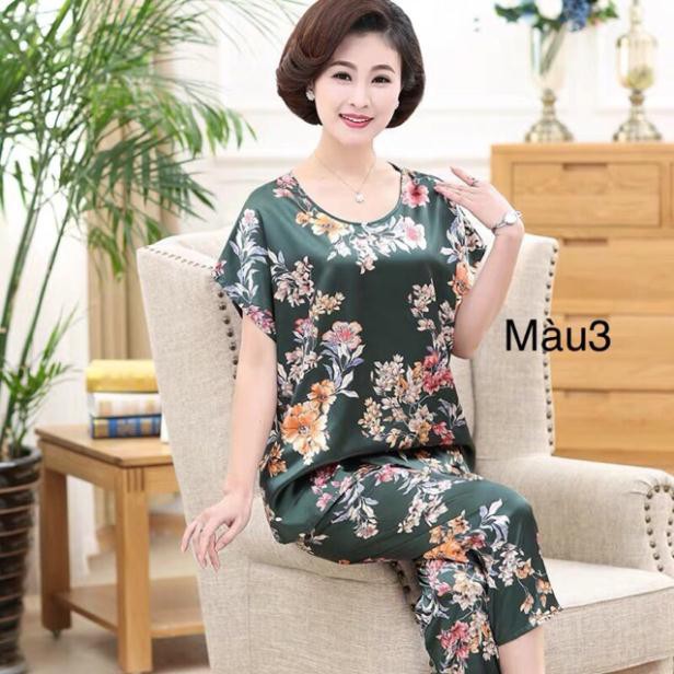 Bộ quần áo lụa trung niên hàng Quảng Châu