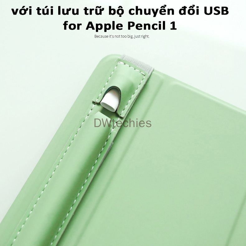 Bao Da Đựng Bút Cảm Ứng Apple Pencil 1 &amp; 2 Faux Leather Case, Vòng bao da Apple Pencil trên vỏ iPad