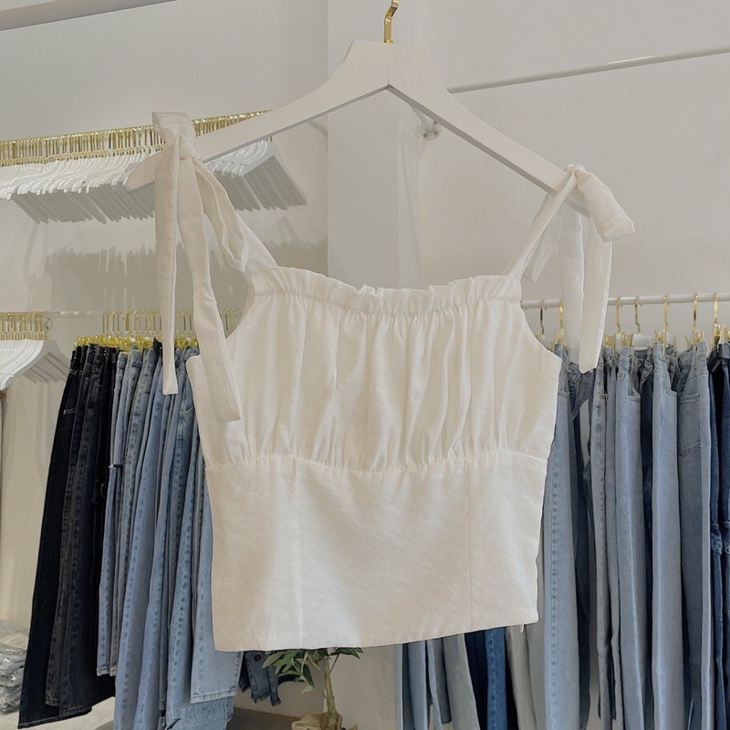 [ ẢNH THẬT CHÍNH CHỦ ] Áo croptop cột dây nơ vai- Cami Top | BigBuy360 - bigbuy360.vn
