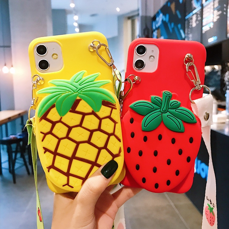 Ốp Điện Thoại Có Ví Hình Trái Cây Dễ Thương Cho Samsung A6 A7 A8 A9 2018 A6 A8 Plus J2 J3 Pro J4 J5 J6 J7
