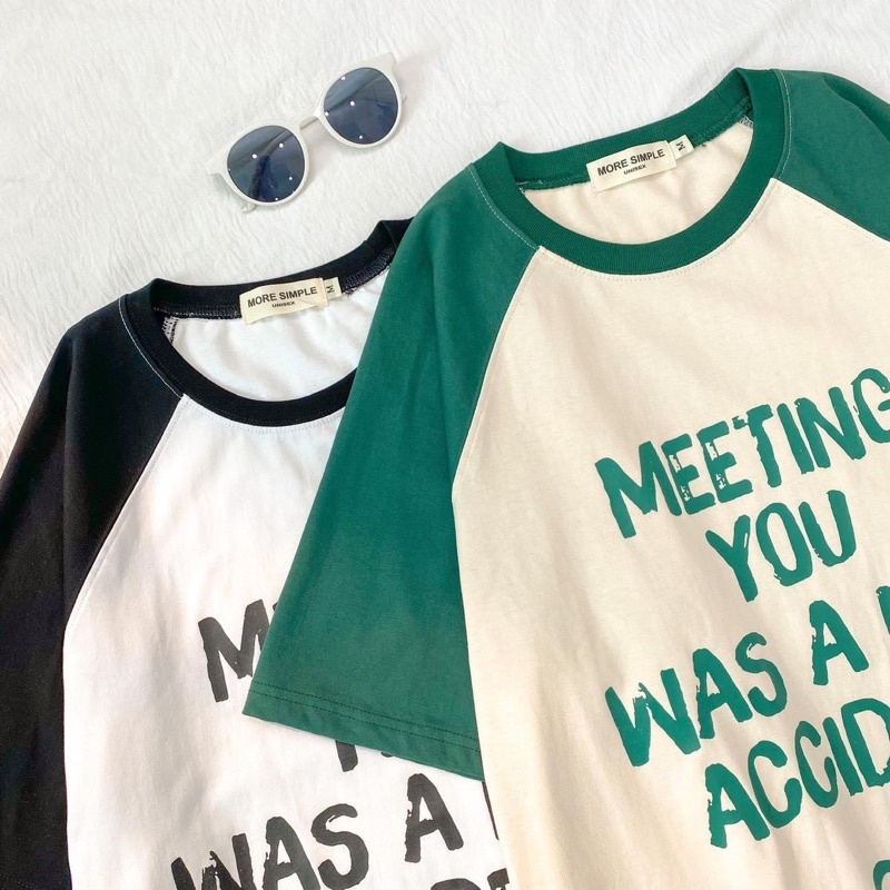 Áo Thun Tay Lỡ Raplang Unisex MEETING màu TRẮNG/KEM  /Nam nữ unisex/ Áo phông nam cổ tròn form rộng Jaystoree