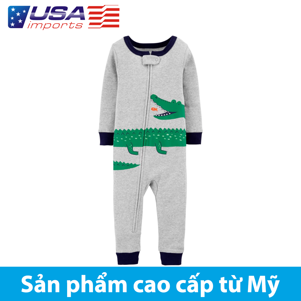 Đồ dài, đồ ngủ cotton phôm ôm không chân xám cá sấu Car-tờ Auth Từ Mỹ (1K461311)