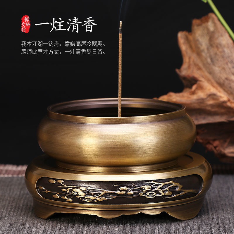 ■◆♣Lư hương bằng đồng nguyên chất gỗ đàn tấm lớn trong nhà văn phòng xông trầm trà đạo đồ trang trí
