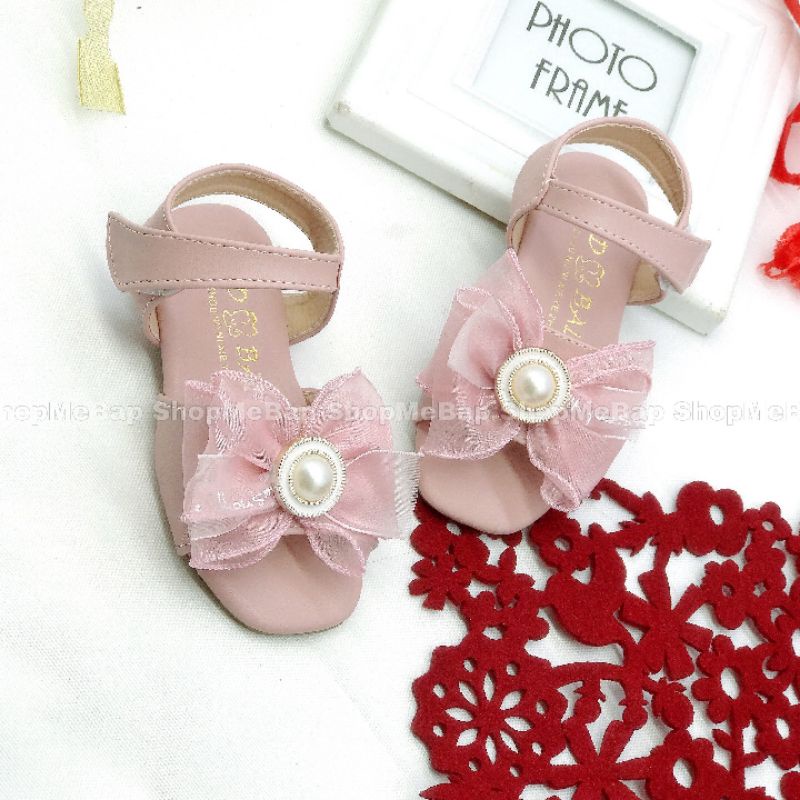 Sandal nơ voan đế caosu siêu đẹp cho bé gái từ 3 tuổi