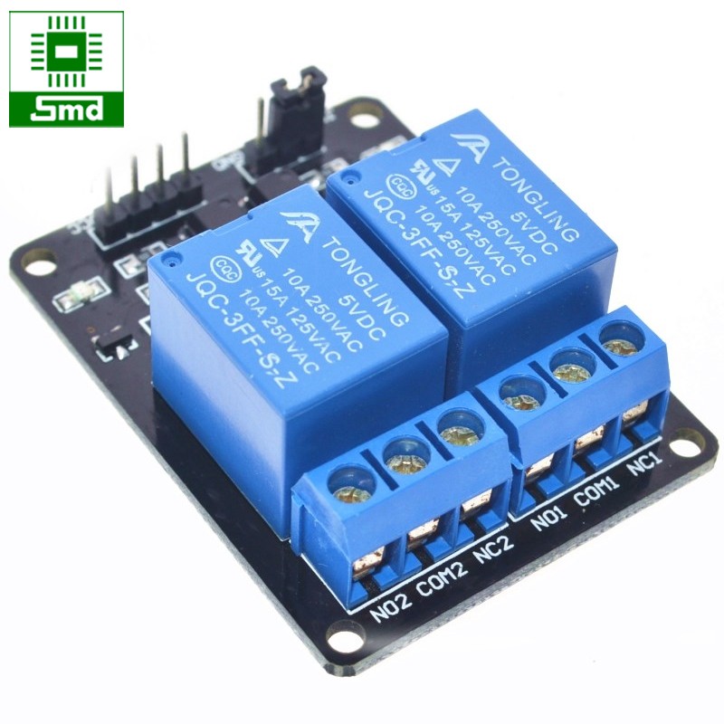 Module 2 relay 2 kênh với opto cách ly 5V đóng cắt thiết bị điện 10A