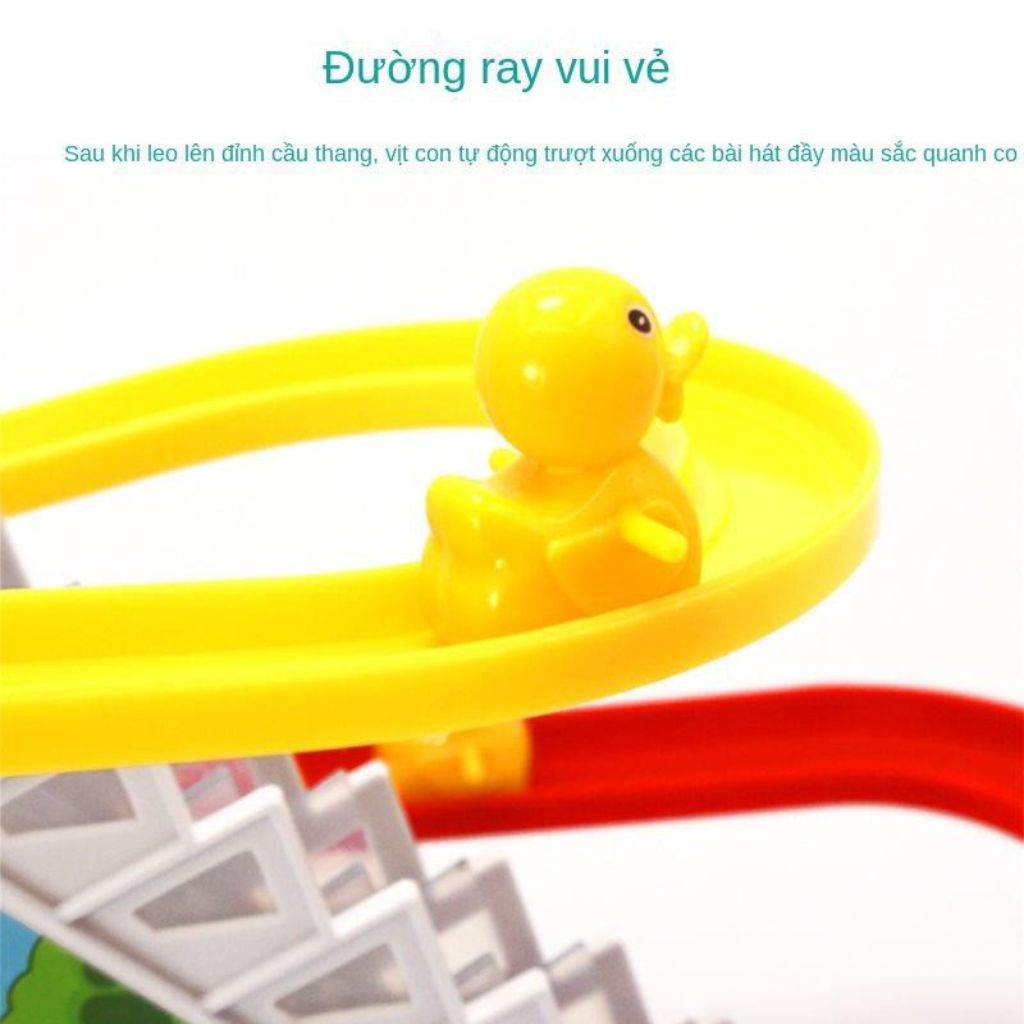 Vịt leo cầu thang, có đèn có nhạc, chạy pin, không kèm pin. đồ chơi cho trẻ sơ sinh và trẻ nhỏ.