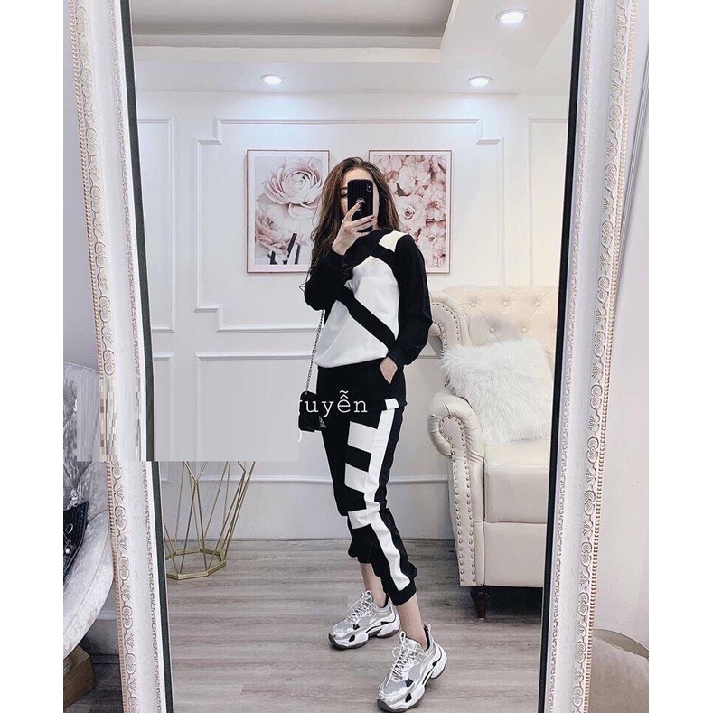 Set áo sweater phối quần dài adidas