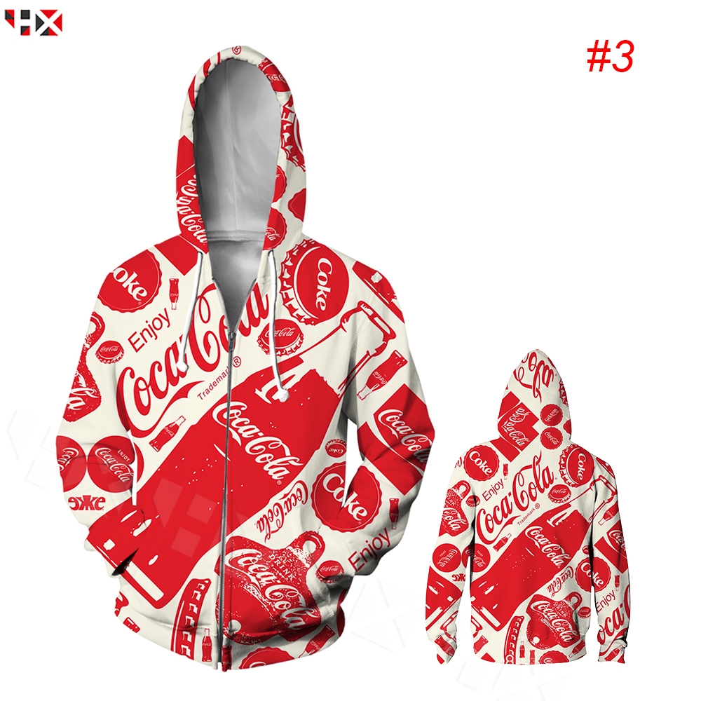 Áo Khoác Hoodie Tay Dài In Hình Lon Coca-cola 3d Unisex