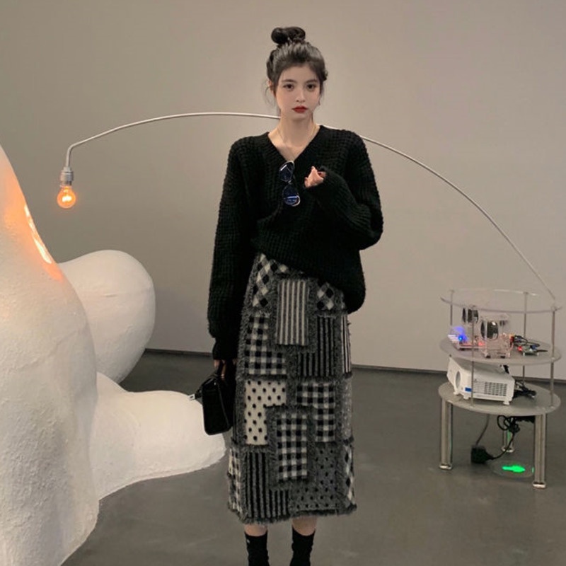 Áo Sweater Dệt Kim Dáng Rộng Thời Trang Mùa Đông Cho Nữ