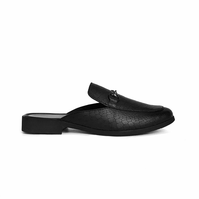 Giày sục da trăn đen TEFOSS HT01 da lì độc lạ và sang trọng size 37-43