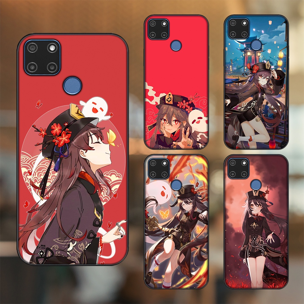 Ốp lưng Realme C12, C21Y viền đen in hình Hutao Genshin Impact