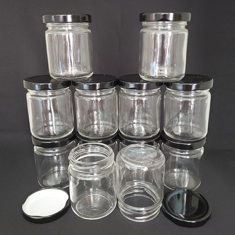 Combo 10 hũ thuyt tinh 100ml nắp thiếc tròn đen chưng yến sữa chua