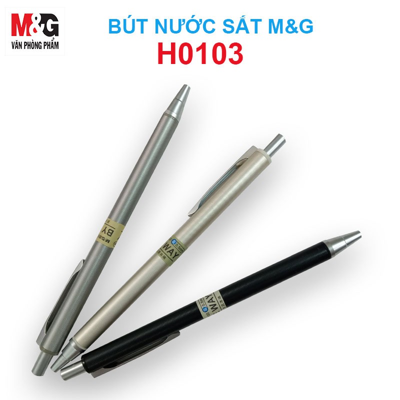 Bút nước thân nhôm M&G-mực xanh-thân màu xám, trắng, đen- AGPH0103B