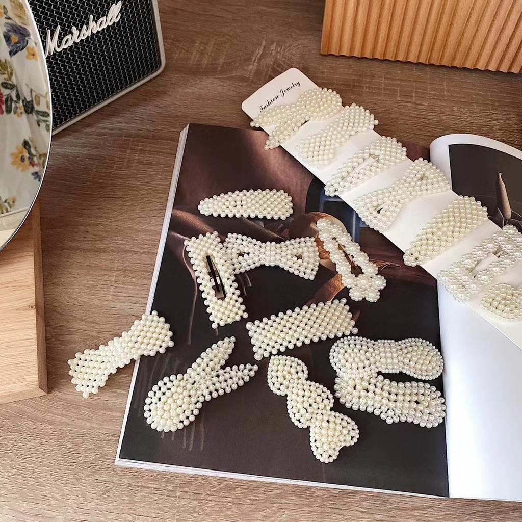 Xiaozhainv Kẹp Tóc Đính Ngọc Trai Phong Cách Hàn Quốc