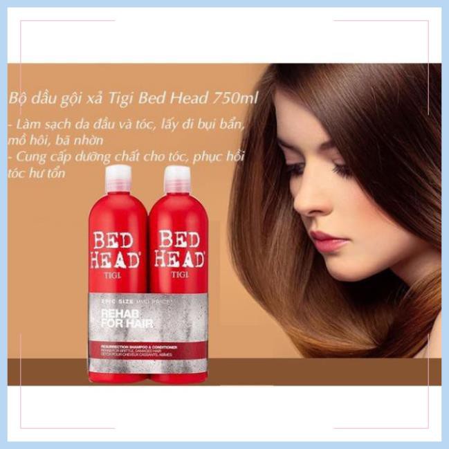 TIGI BED HEAD ĐỎ - CẶP DẦU GỘI + XẢ PHỤC HỒI HƯ TỔN - 2 CHAI 750ML Chuẩn chính hãng USA