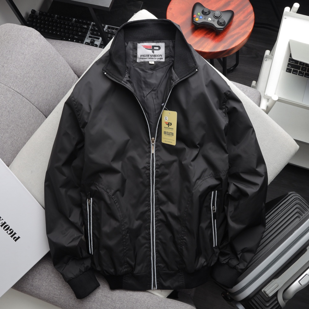 Áo khoác dù nam cổ đứng viền dạ quang chống nước PigoFashion PAKD37.1 chọn màu