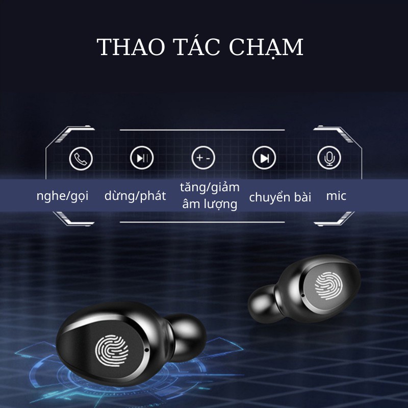 Tai nghe Bluetooth F9 TWS 5.0 bản QUỐC TẾ không dây cảm ứng chống nước, chống ồn tích hợp sạc dự phòng 2500mAh -FreeShip