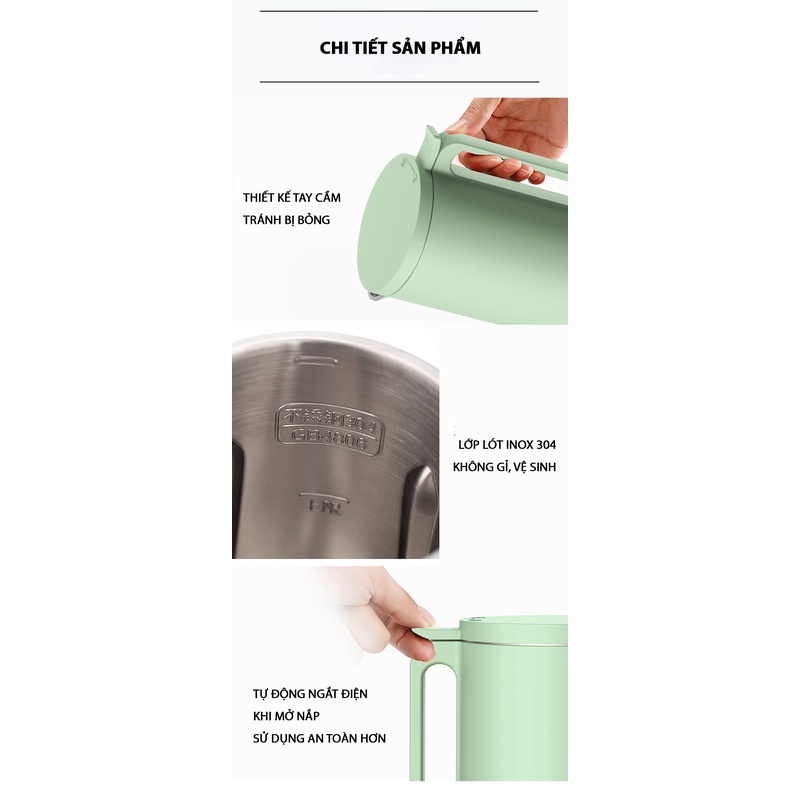 Máy làm sữa hạt Finose, đun, nấu sữa đậu nành đa năng, hẹn giờ 12 tiếng, màn hình hiển thị thông minh, không gây ồn, nhỏ
