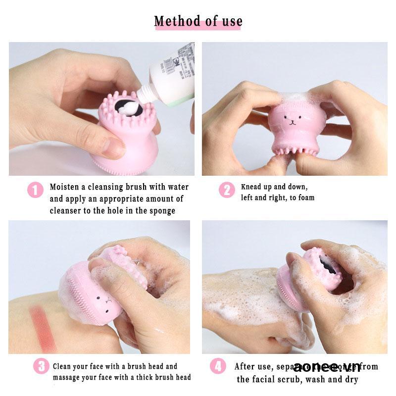 ✨✨Bàn chải làm sạch mặt trang điểm bằng silicone hình bạch tuộc đáng yêu