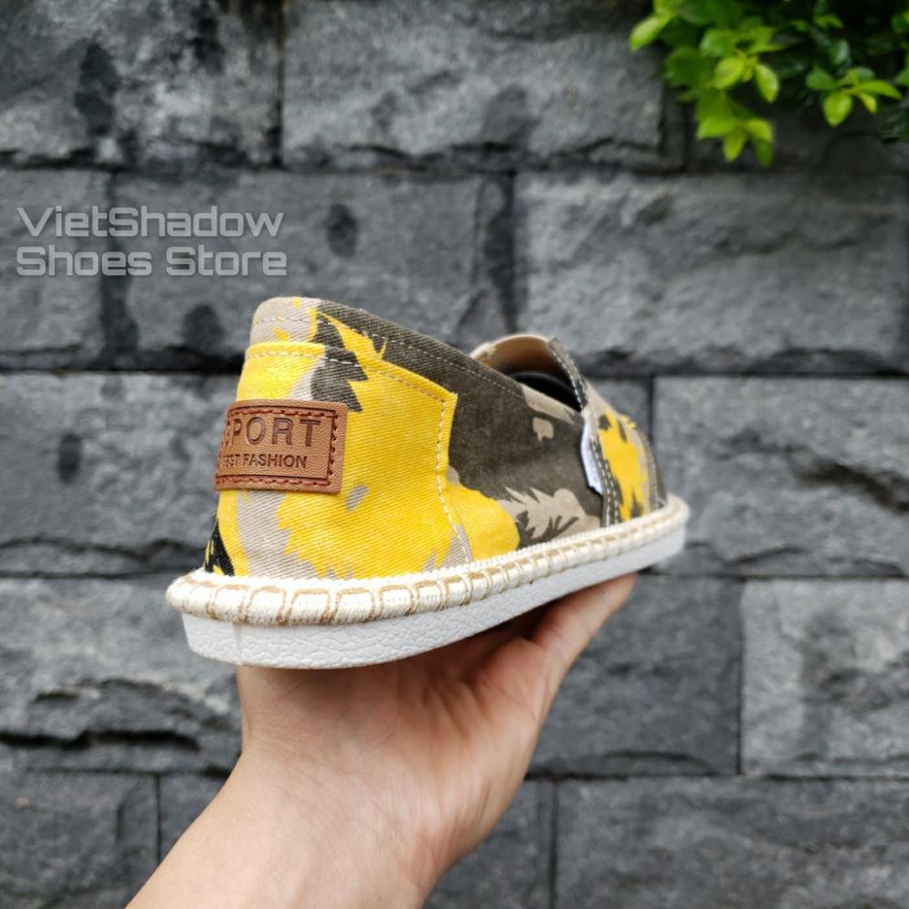 Slip on nam - Giày lười vải nam cao cấp - Vải thô 3 màu loang xám, vàng và cam - Mã SP 2928 .