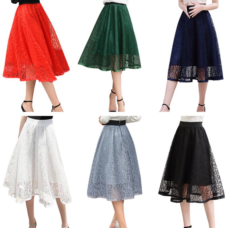 Chân váy chữ A đắp ren hoa vintage cho nữ | BigBuy360 - bigbuy360.vn
