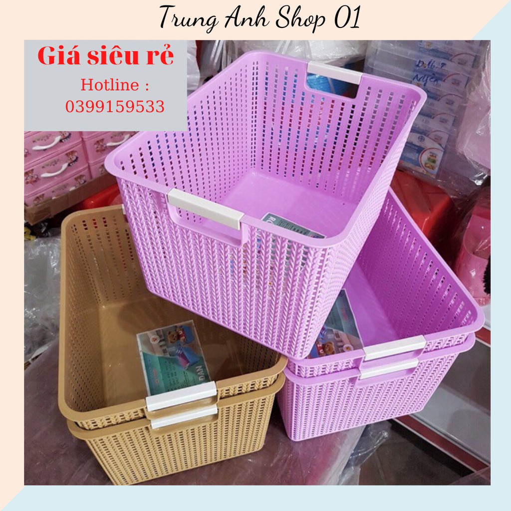 Giỏ đan đựng đồ loại to kích thước dài 35.2cm* rộng 26cm* cao 21cm