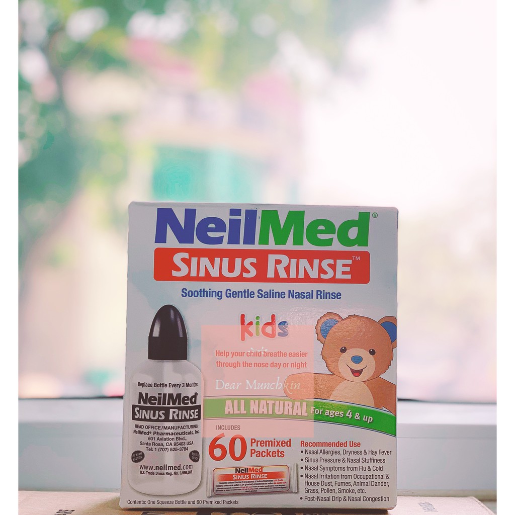 BÌNH XỊT RỬA MŨI NEILMED KID VÀ 60 GÓI MUỐI ( Mỹ)