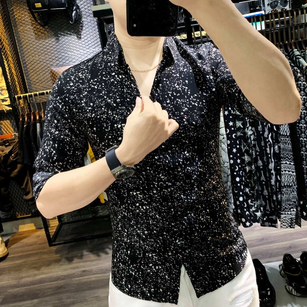 Áo sơ mi nam cao cấp dài tay form ôm vải lụa mềm mịn chống nhăn bền đẹp hoạ tiết đơn giản cực sang SM567