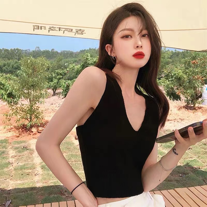 Áo dệt kim QKOOLE không tay thời trang dành cho nữ với 3 màu tùy chọn