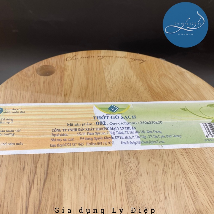 Thớt gỗ tròn tiện lợi, sạch sẽ, an toàn kích thước 250x250x20 002