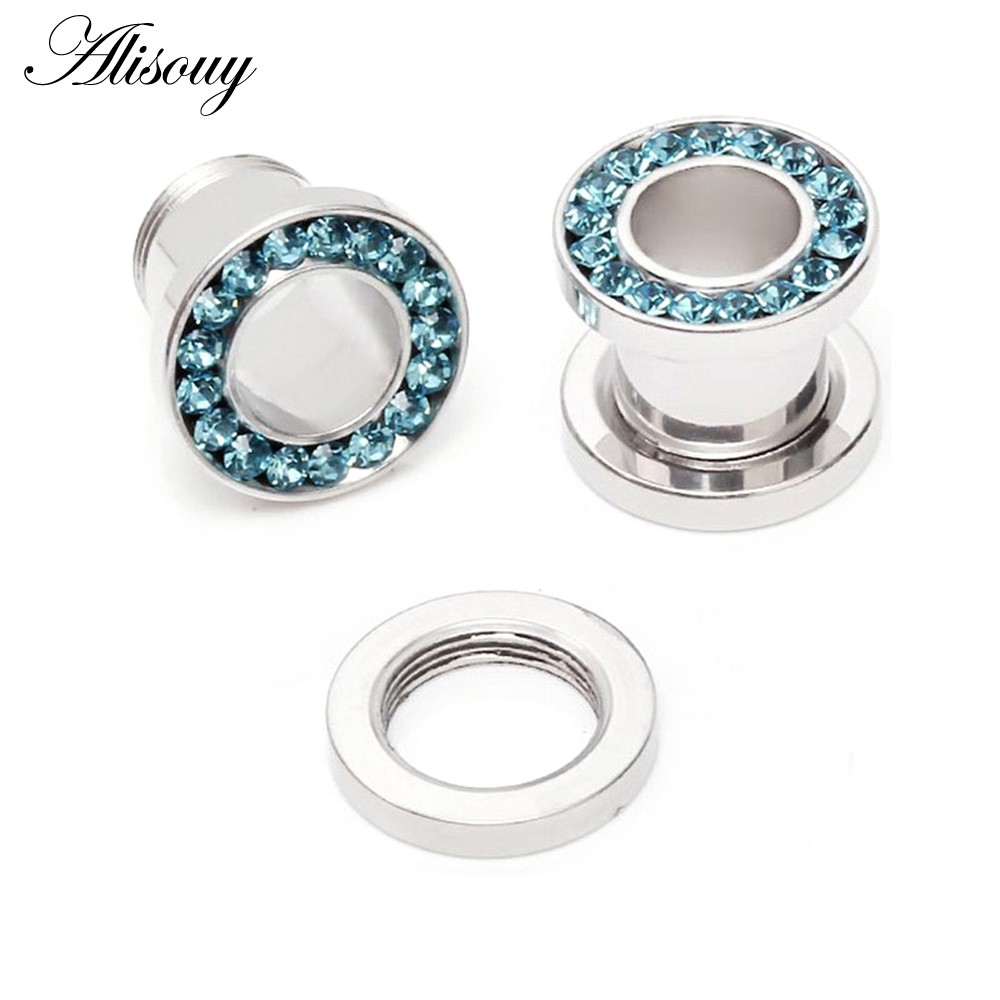Alisouy 1 Cặp Nút Nong Tai Bằng Thép Không Gỉ