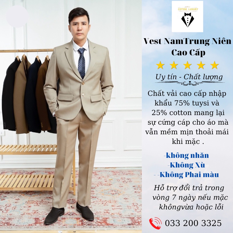 Bộ Comple Veston Trung Tuổi Cao Cấp Gồm 1 Quần + 1 Áo