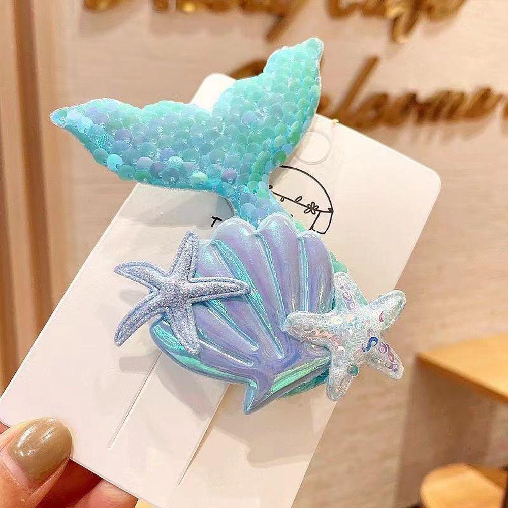 Kẹp Tóc Hình Sao Biển / Vỏ Sò Màu Laser Kiểu Nhật Bản Dễ Thương Cho Bạn Gái
