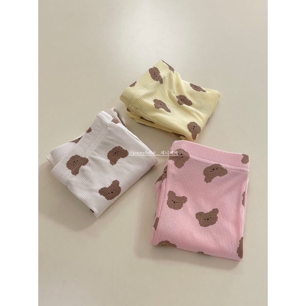 Bộ quần áo dài tay hình gấu mặc nhà Hàn Quốc cho bé [Jennybebe] Quần áo trẻ em Thu Đông 2021 [Ảnh thật Shop tự chụp]