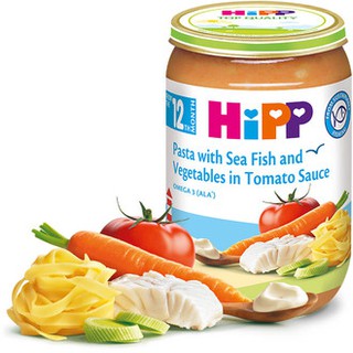 Lọ Dinh Dưỡng Hipp Mì Bẹt , Cá Hồi , Sốt Cà Chua 12m 220g