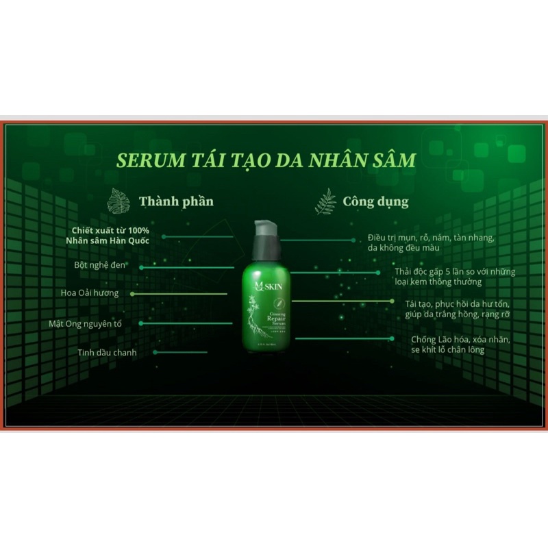 Tái Tạo Da Nhân Sâm Mqskin_serum thay da ngừa mụn, nám tàn nhang, sẹo rỗ